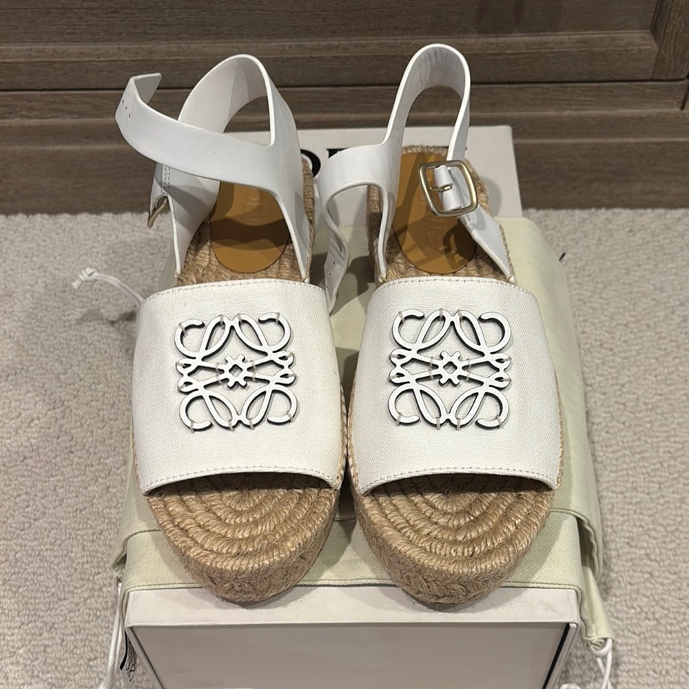 Loewe White Canvas Espadrilles with Jute Soles